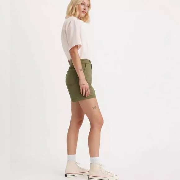 Levi’s Army Olive Green Utility Cotton Stretch Shorts Gorpcore Casual Cool Sz 27 - Picture 6 of 10